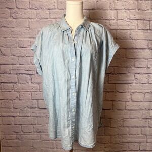ANA Women's Large Chambray Oversized Button Shirt Cotton Minimalcore Chiccore